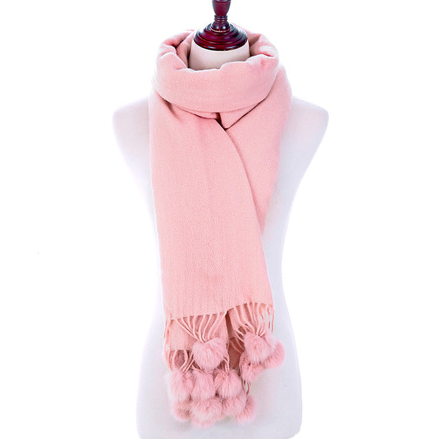 New Fashion Pom Pom Design Winter Scarves For Women