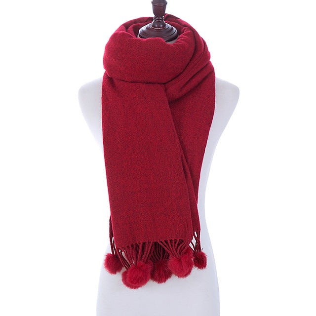 New Fashion Pom Pom Design Winter Scarves For Women