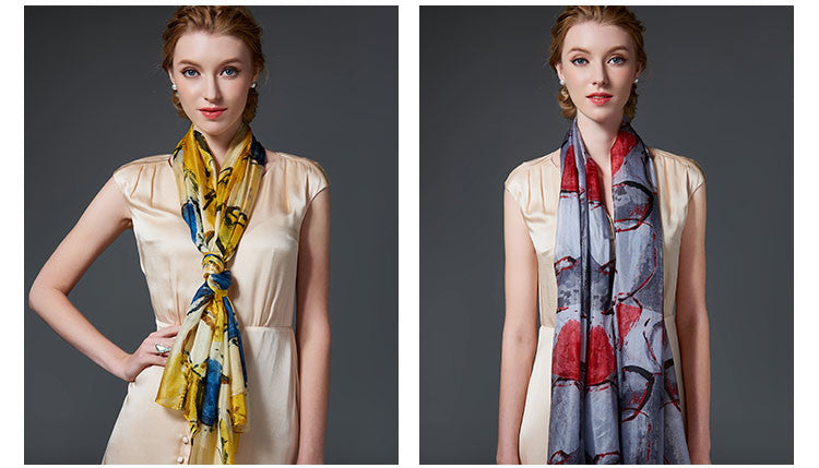 Pure Natural 100% Silk Long Scarves in New Design Pattern