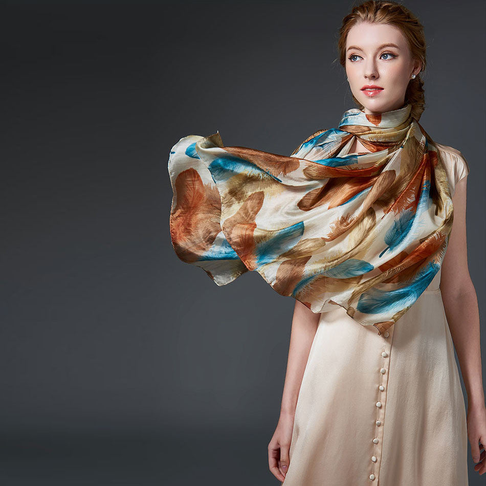 Pure Natural 100% Silk Long Scarves in New Design Pattern