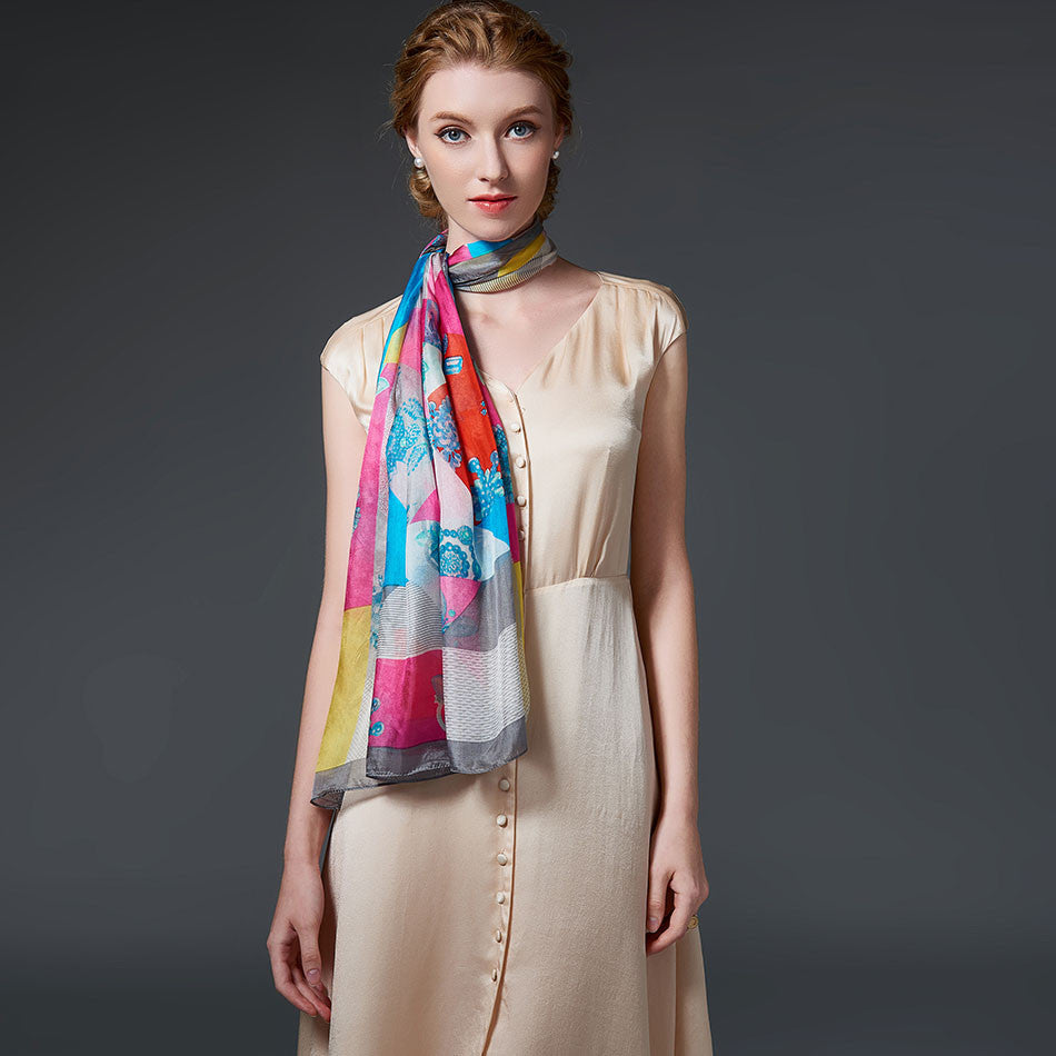 Pure Natural 100% Silk Long Scarves in New Design Pattern