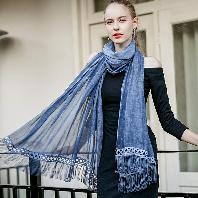 High Fashion  High Quality Large Scarves for Women With Tassel