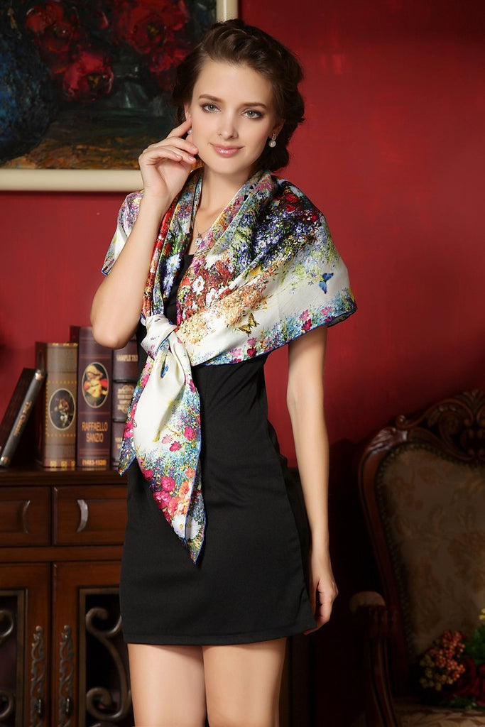Large Size Elegant High Quality 100% Mulberry Silk Scarves