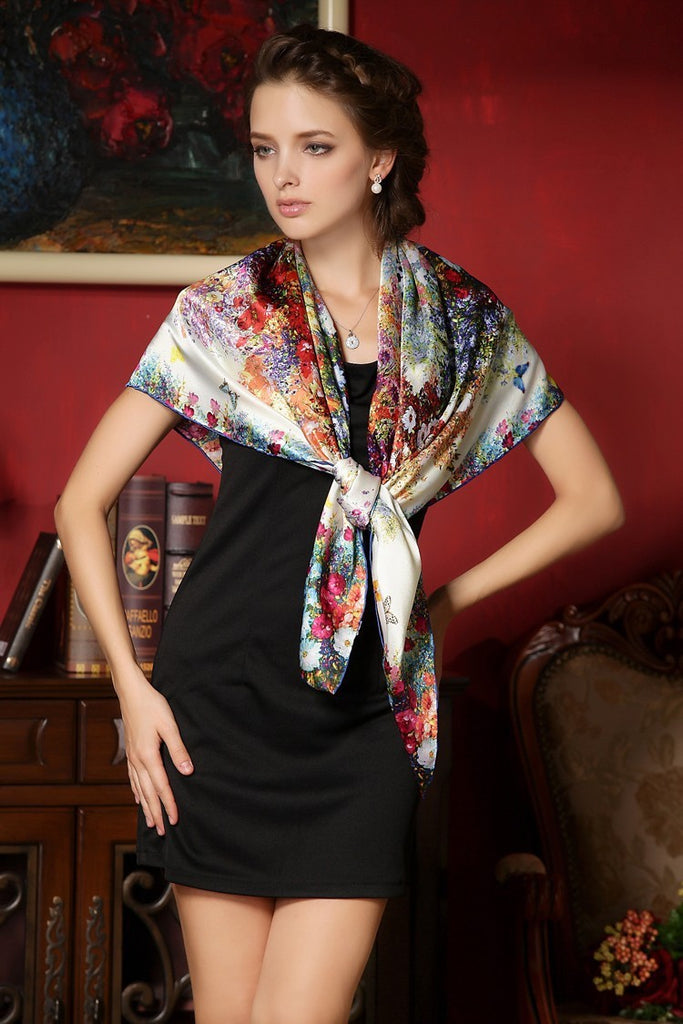 Large Size Elegant High Quality 100% Mulberry Silk Scarves