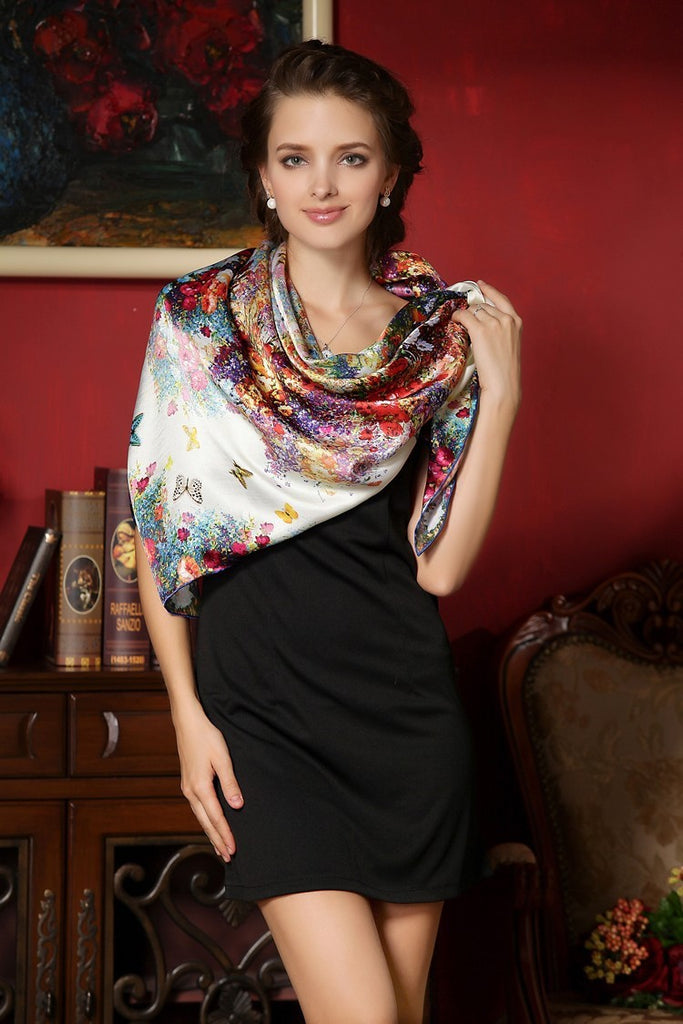 Large Size Elegant High Quality 100% Mulberry Silk Scarves