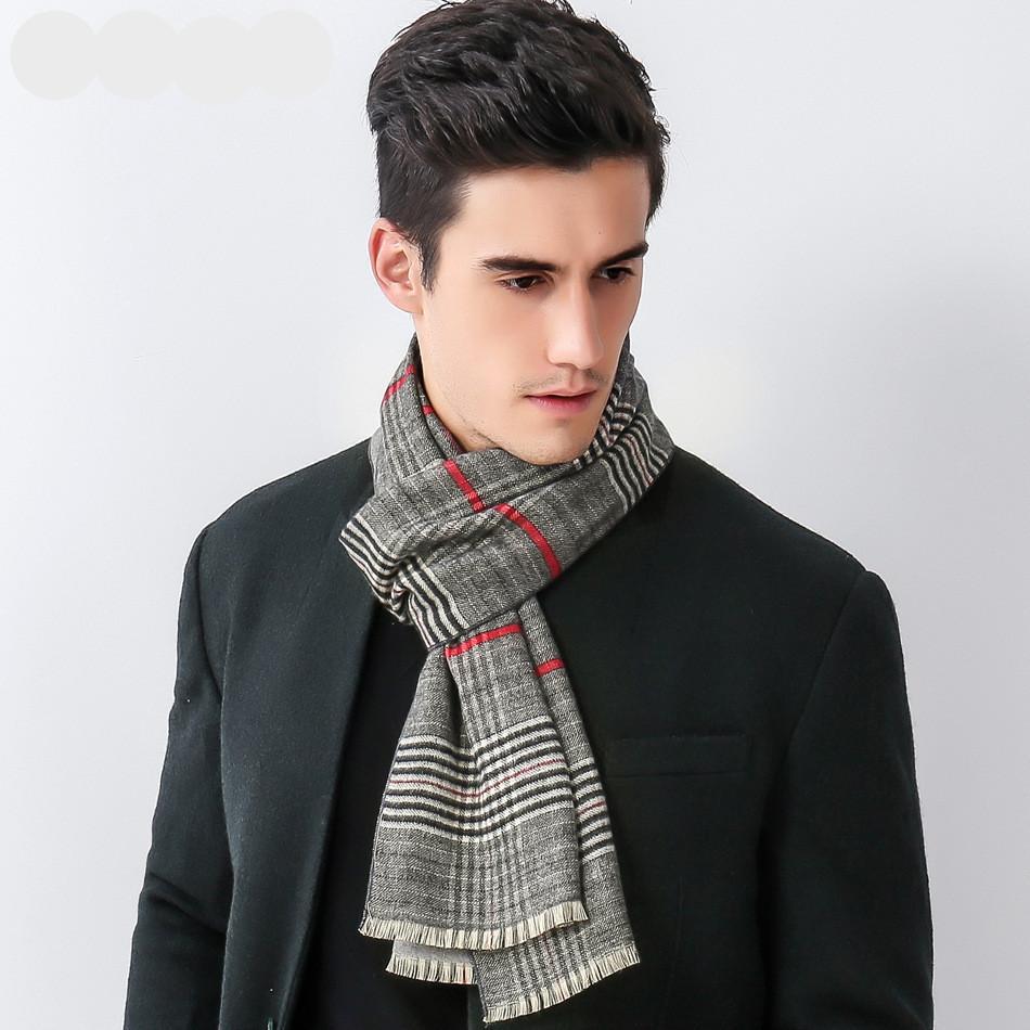 Men's Cashmere Feel Winter Plaid Scarf Soft Elegant Long Fashion Wrap Scarves MSF005