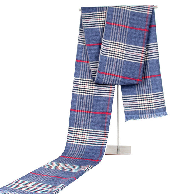 Men's Cashmere Feel Winter Plaid Scarf Soft Elegant Long Fashion Wrap Scarves MSF005