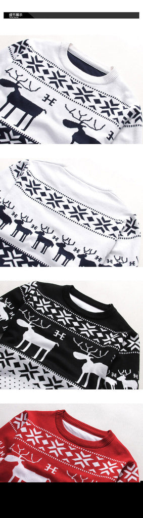 Winter Warm Christmas Deer Knitted Wool Sweater For Men