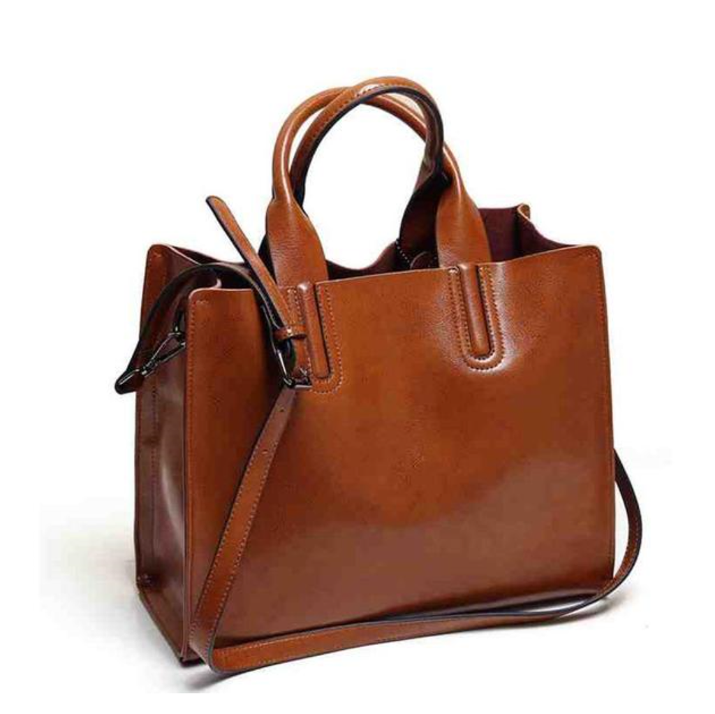 Leather Trunk Tote Ladies Handbag