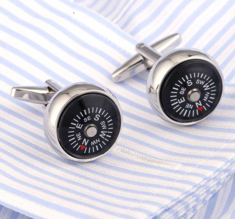 Silver Plated Hot Sale Compass Cufflinks