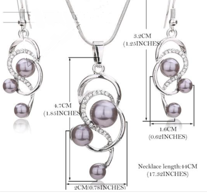 Pearl & Crystal Jewelry Sets Necklaces Earrings