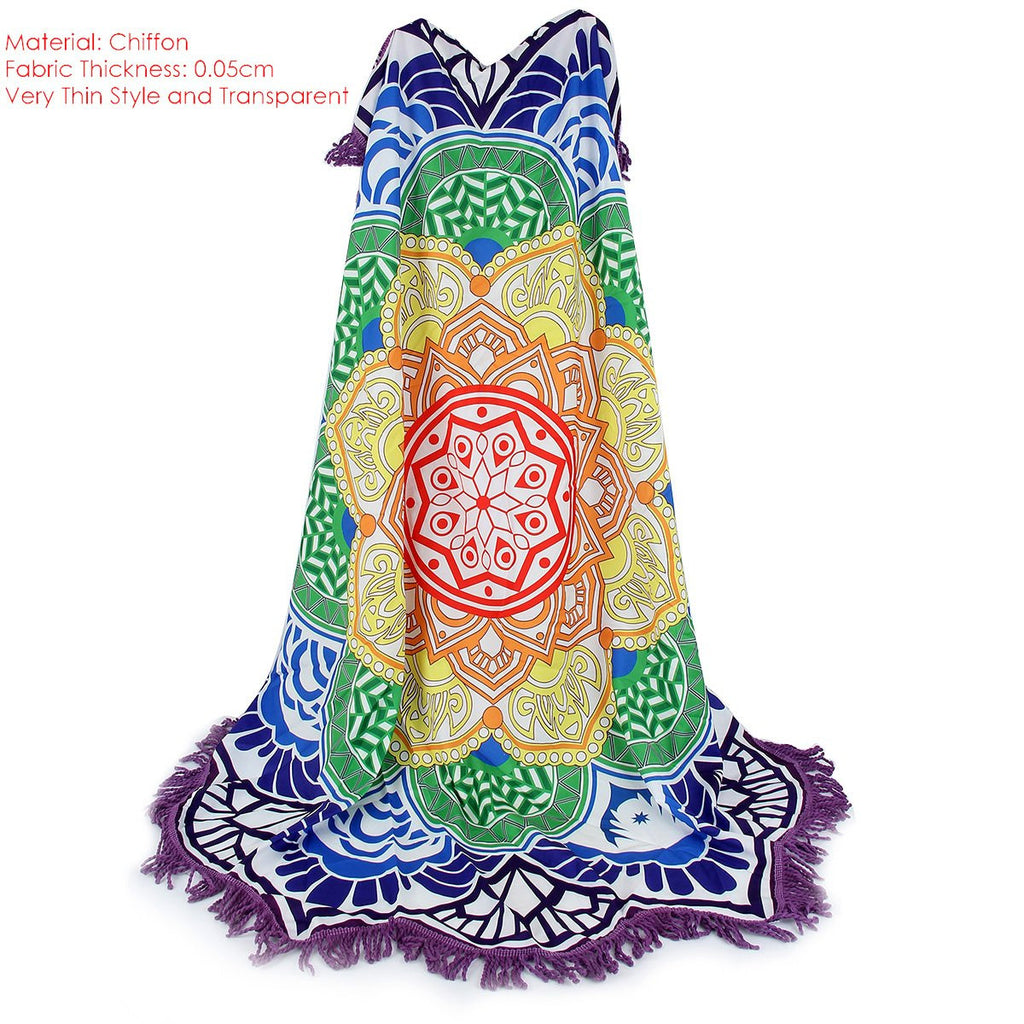 Summer Thin Round Mandala tapestry Wrap shawl Beach Cover Up