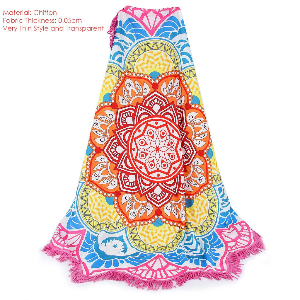 Summer Thin Round Mandala tapestry Wrap shawl Beach Cover Up