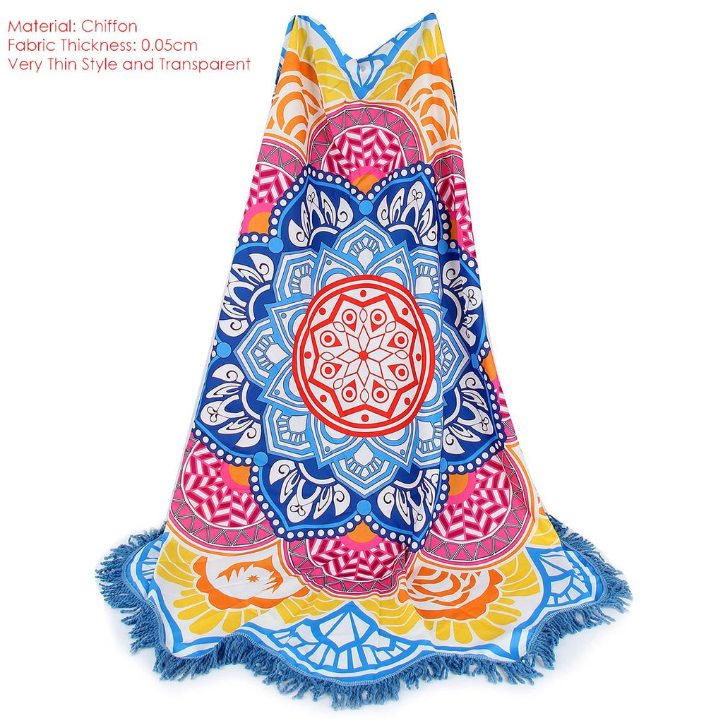 Summer Thin Round Mandala tapestry Wrap shawl Beach Cover Up