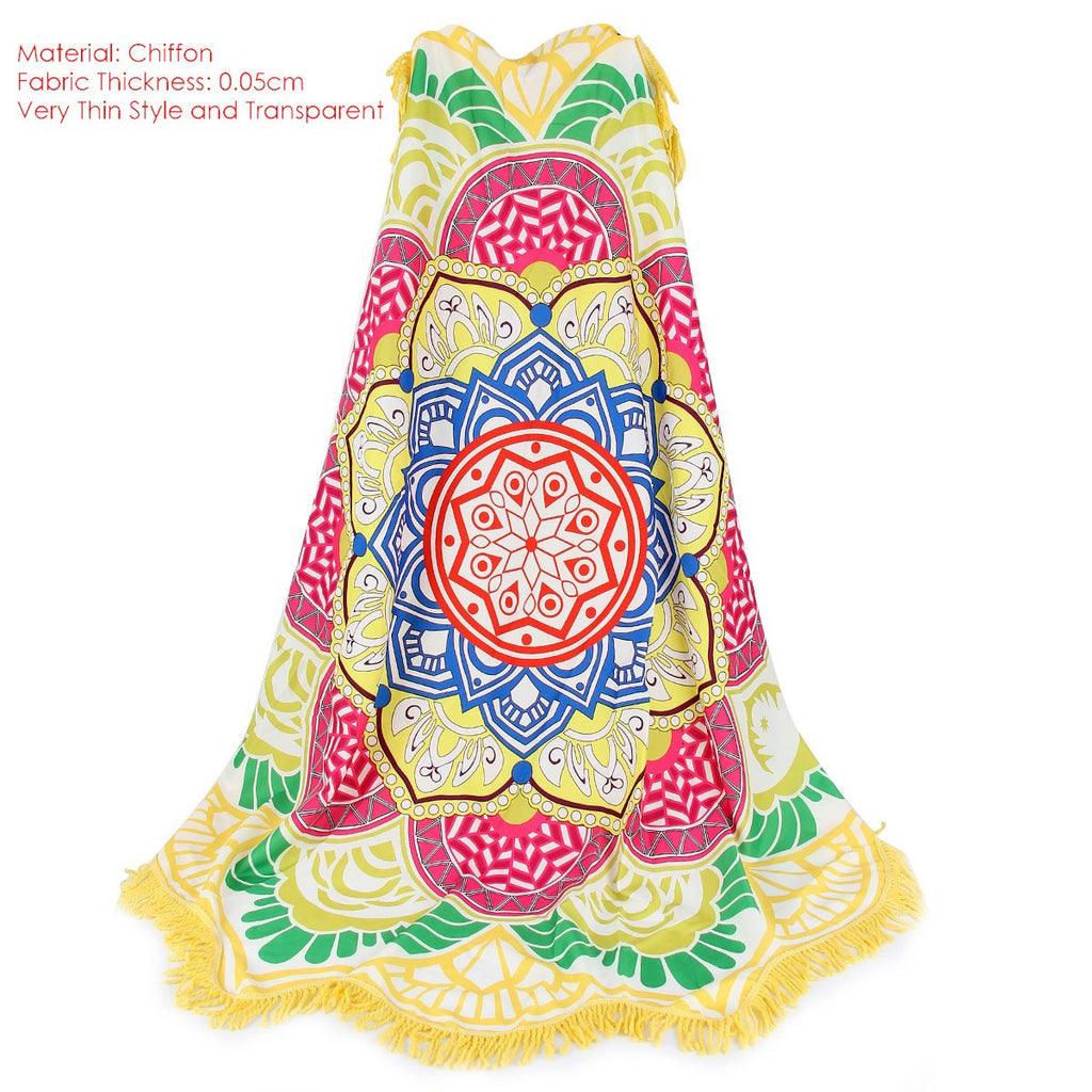 Summer Thin Round Mandala tapestry Wrap shawl Beach Cover Up