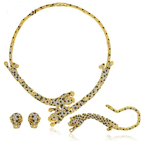 Leopard Crystal Gold Necklaces Earrings Bracelets Rings wr-