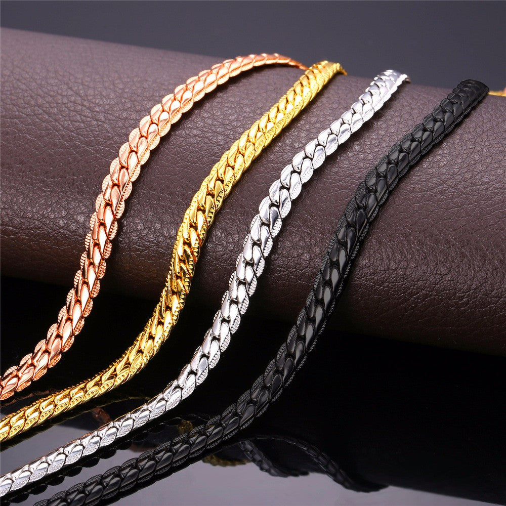 Long/Choker 6MM Vintage Black Gun/Gold Plated Chain For Women/Men mj- Necklaces