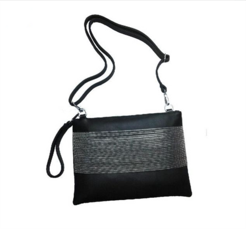 Black Leather Handbag Purses Envelope Day Clutch