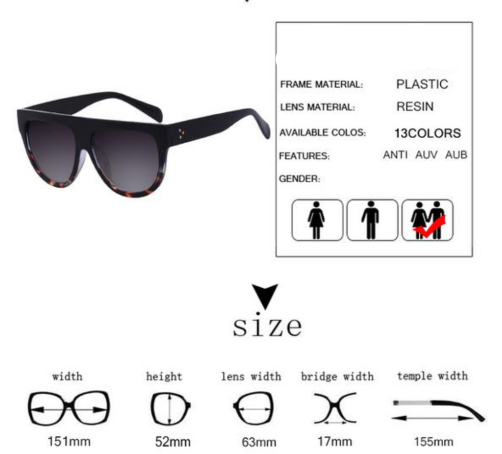 Flat Top Oversize Shield Shape Brand Design Sunglasses Unisex