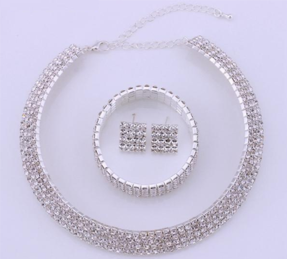 Crystal Bridal Jewelry Set Bracelets Earrings Necklaces