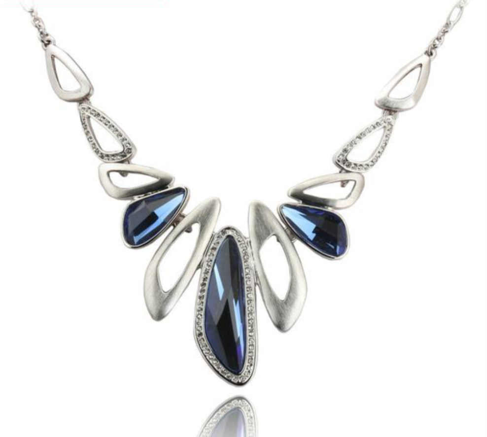 Luxury Blue Crystal Gold Plated Pendant Necklaces
