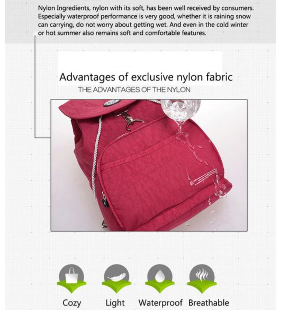Waterproof Nylon 10 Colors Lady Backpacks bwb